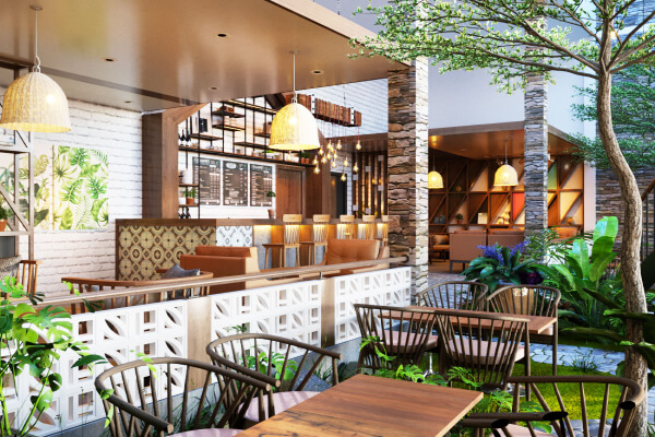 Thiết kế quán cà phê theo phong cách sân vườn
